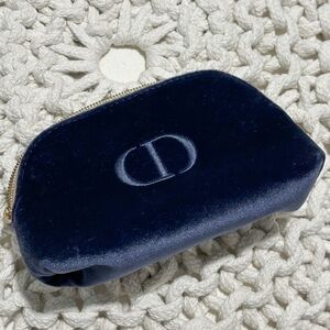 Dior Navy Blue Velvet Cosmetic Bag